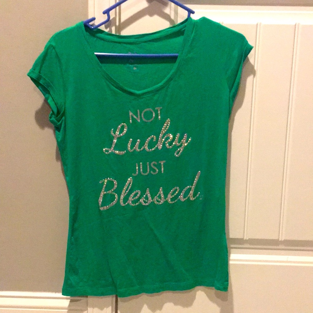 Green “Blessed” Top